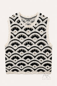 Top crochet ajouré noir
