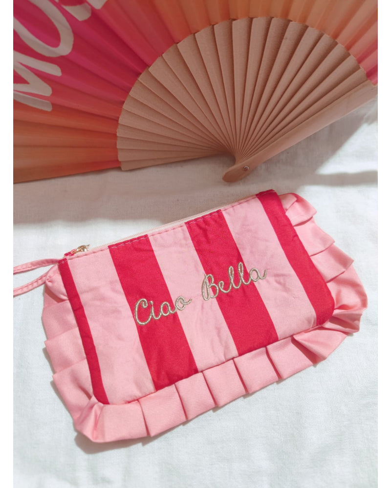 Pochette froufrou Ciao bella rose rouge