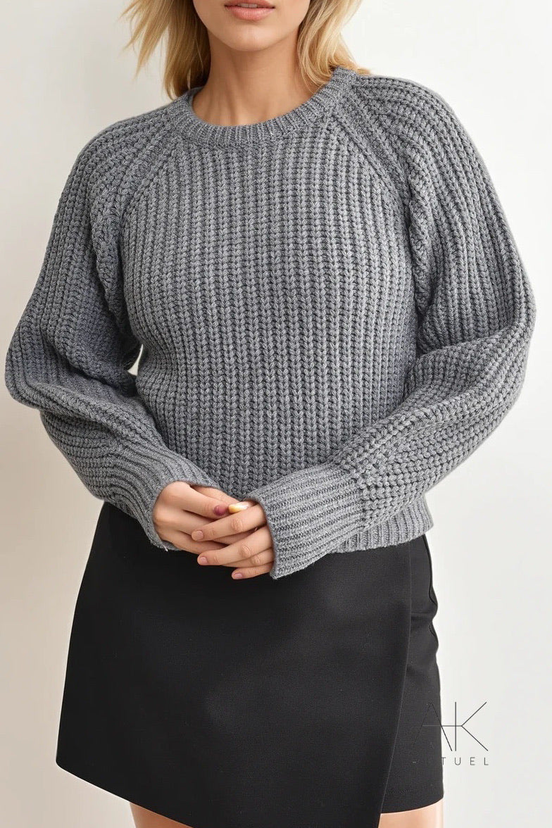 Pull maille épaisse gris