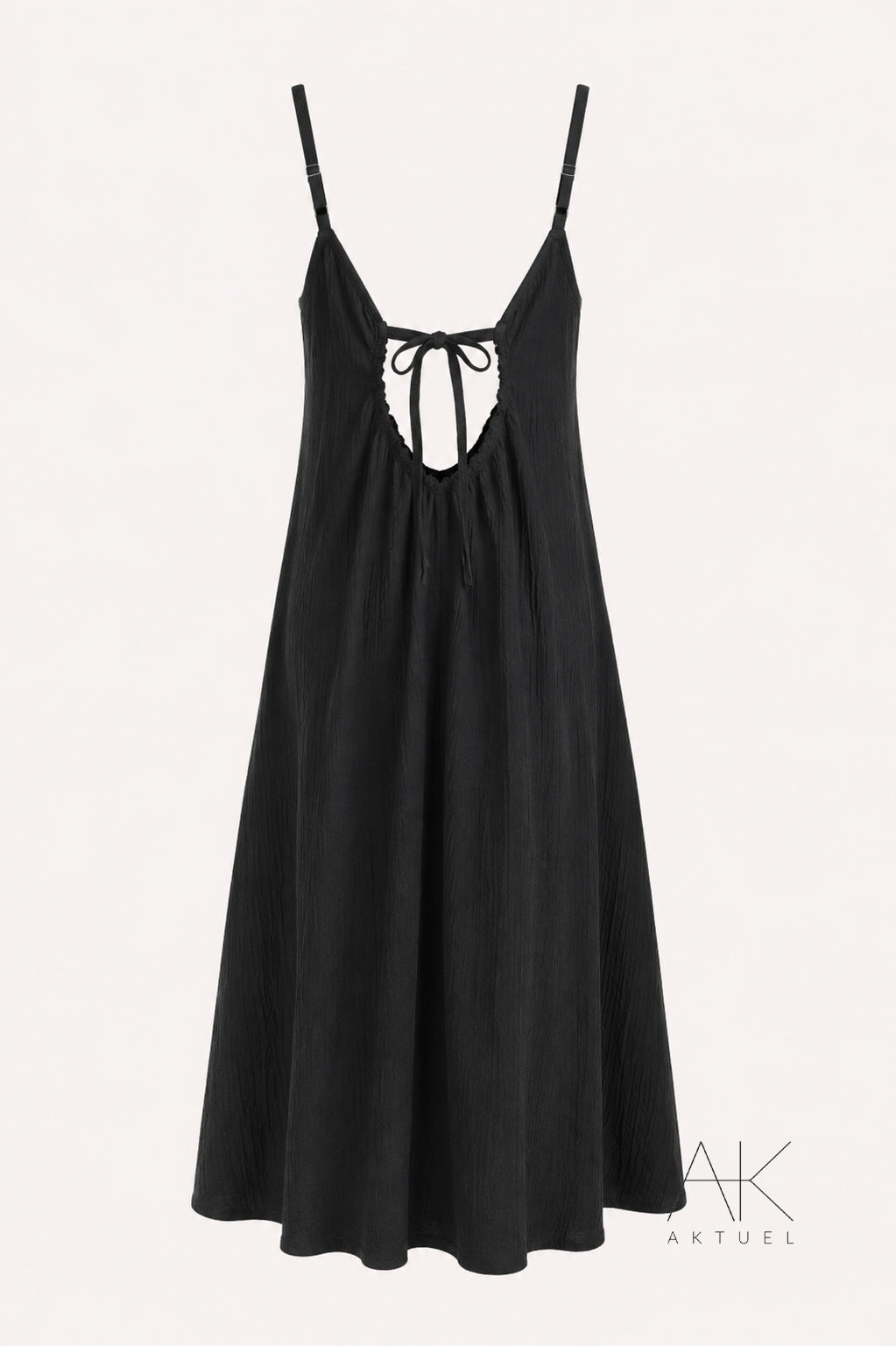 Robe longue dos nu en gaze de coton noir