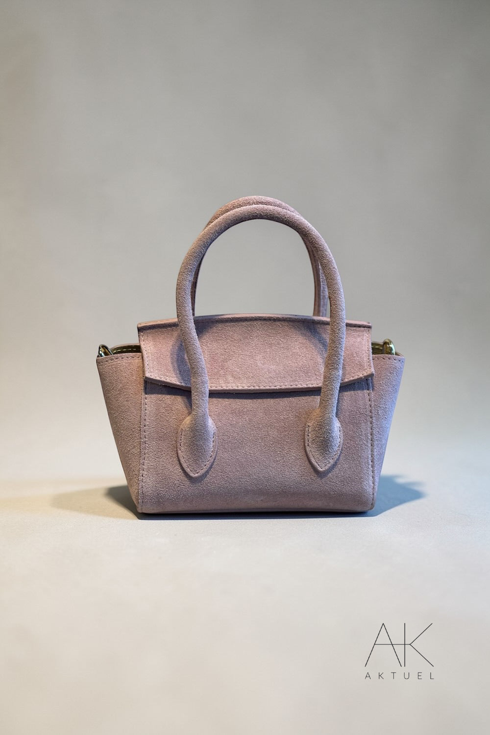 Sac mini city en cuir suédé rose
