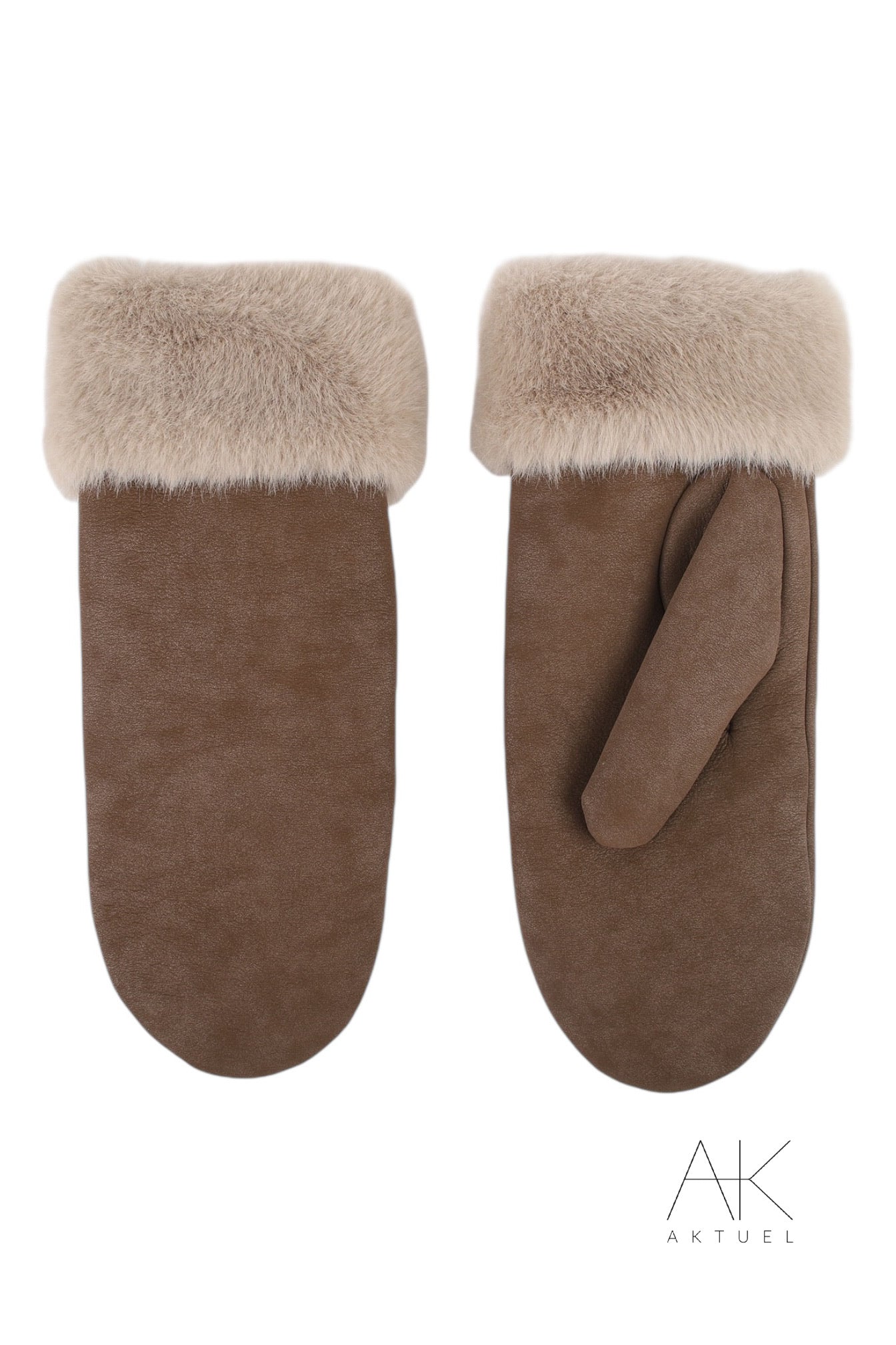 Moufles marron doublées fausse fourrure