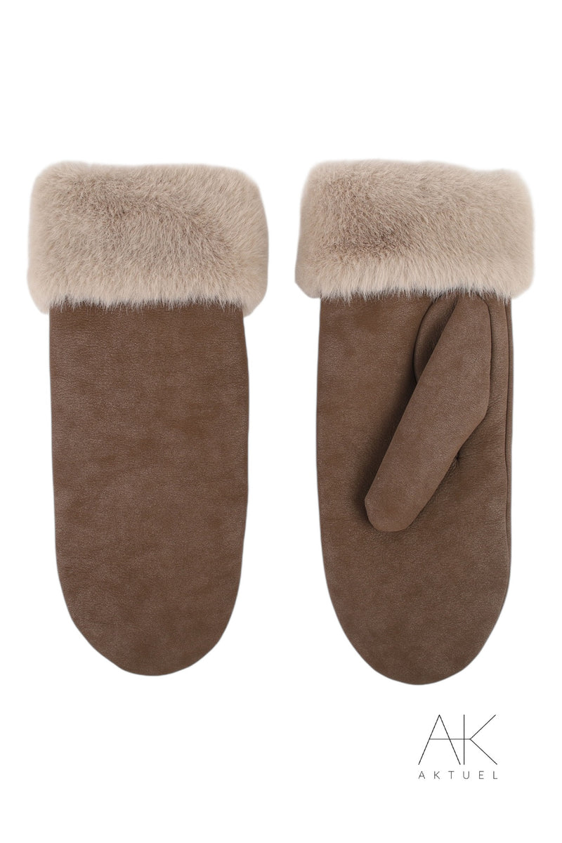 Moufles marron doublées fausse fourrure