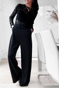 Combinaison pantalon noire dentelle