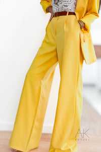 Pantalon large tailleur jaune