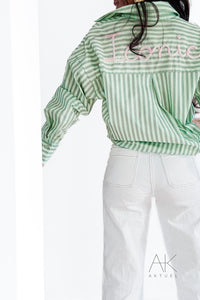 Chemise rayée verte “Iconic”