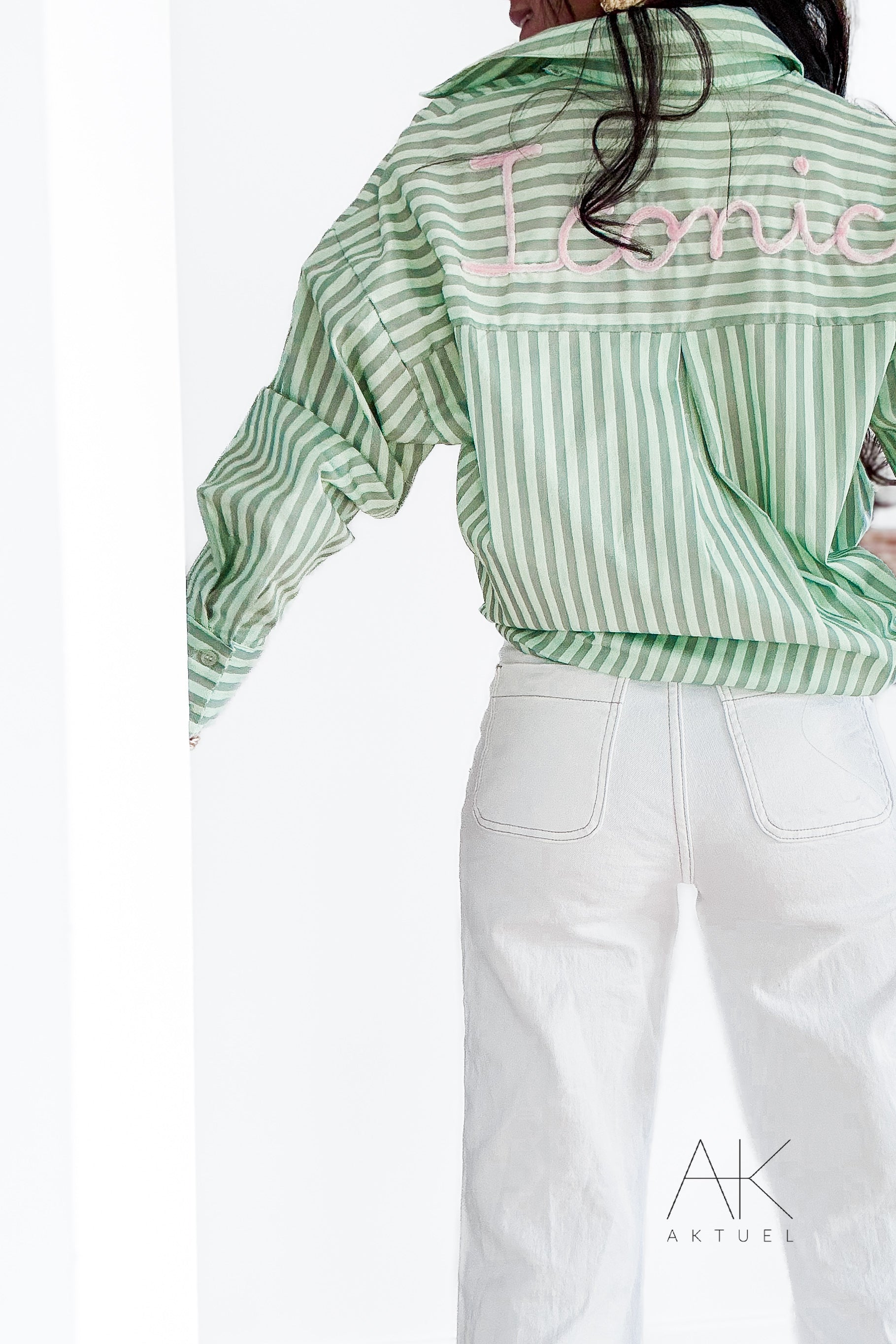Chemise rayée verte “Iconic”