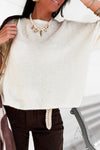 Pull écru alpaga à manches courtes
