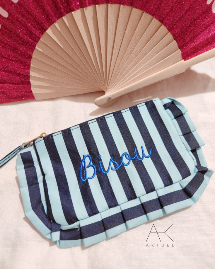 Pochette froufrou « Bisou » bleu/marine