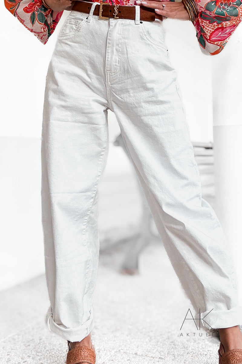 Jean wide balloon blanc