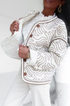 Veste matelassée crème à motifs ondulés