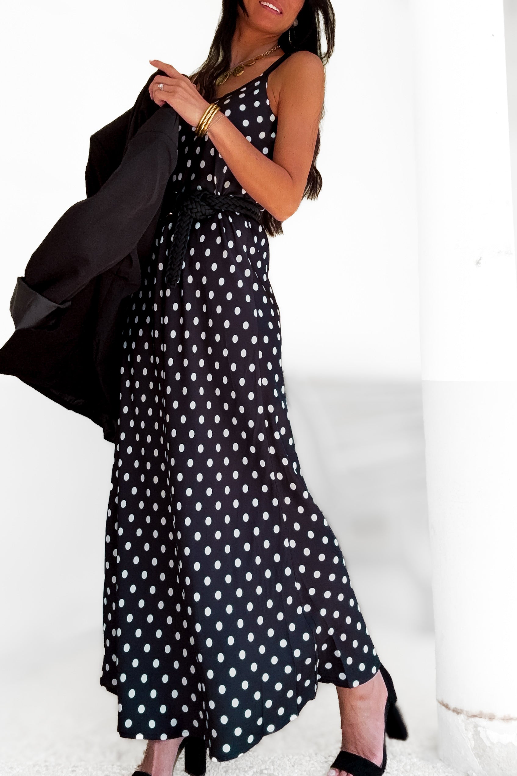 Robe longue à pois
