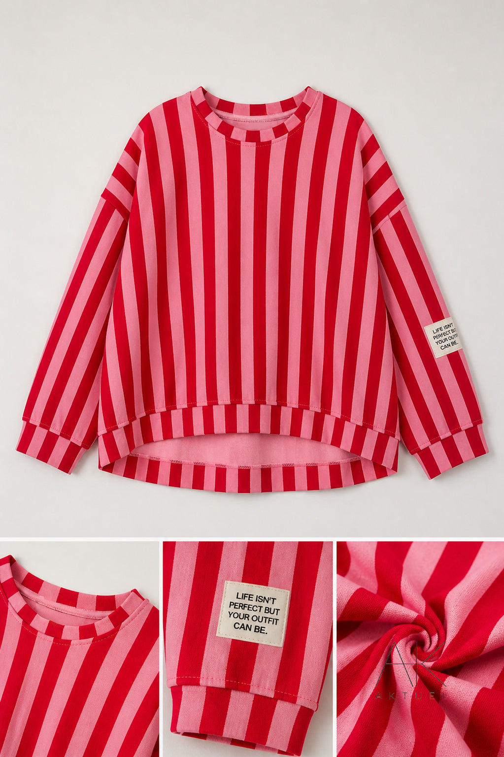 Sweat oversize rayé rouge