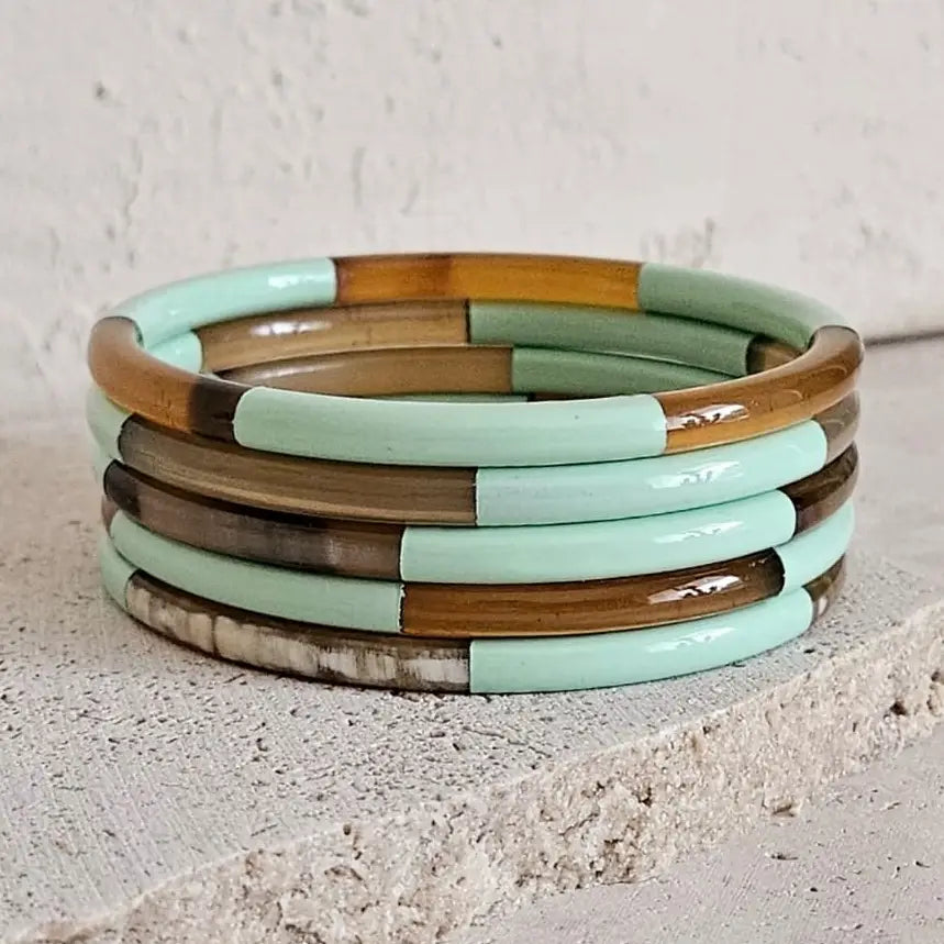 Bracelet Jonc Corne - 5 mm - Trio mint