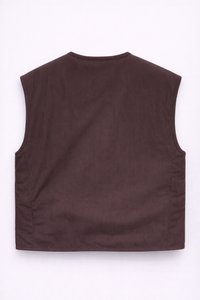 Veste réversible sans manches en velours & sherpa chocolat