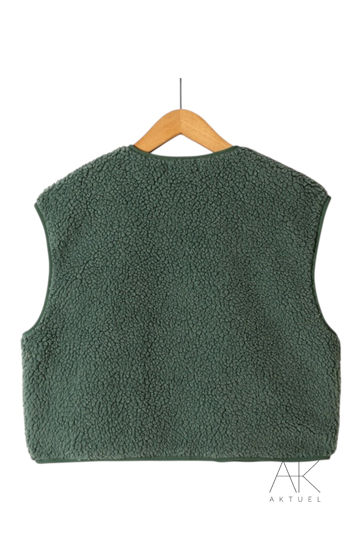 Gilet sans manches en sherpa vert clair