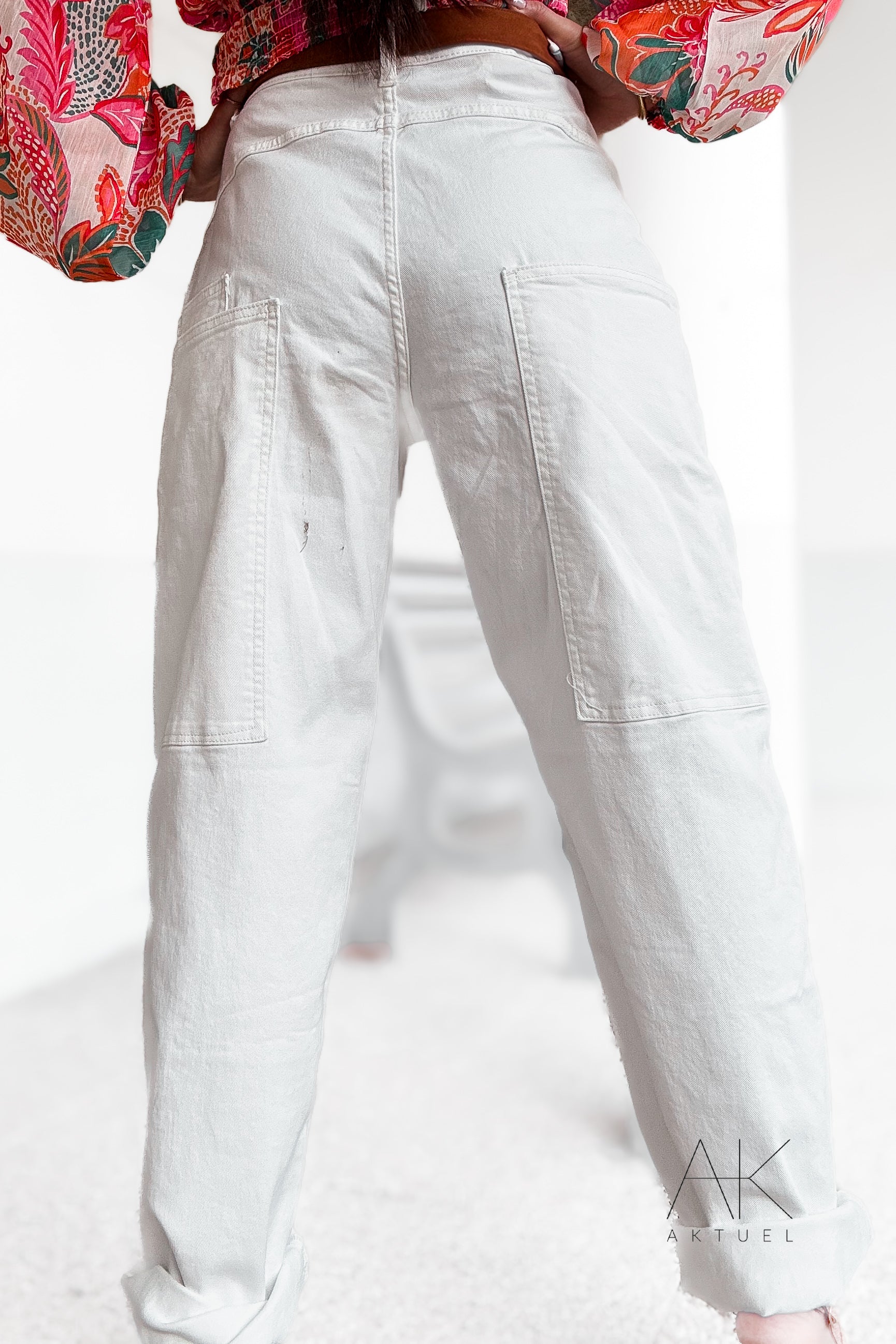 Jean wide balloon blanc