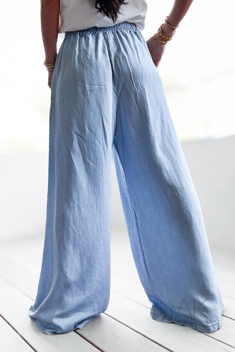 Pantalon large en denim fluide