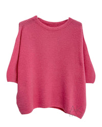 Pull rose alpaga à manches courtes