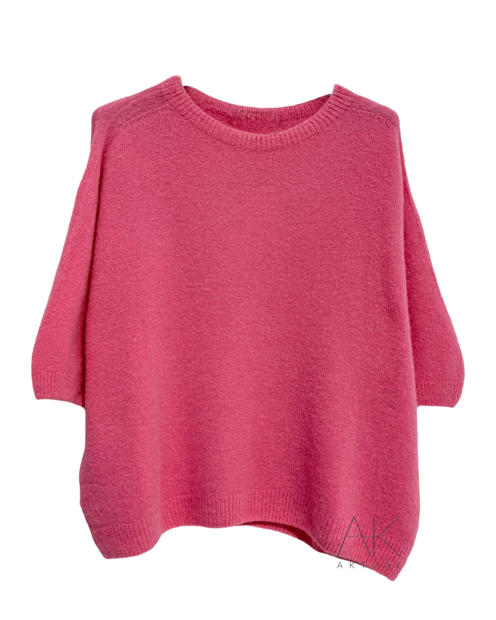 Pull rose alpaga à manches courtes