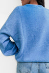Pull en maille bleu baby alpaga col rond