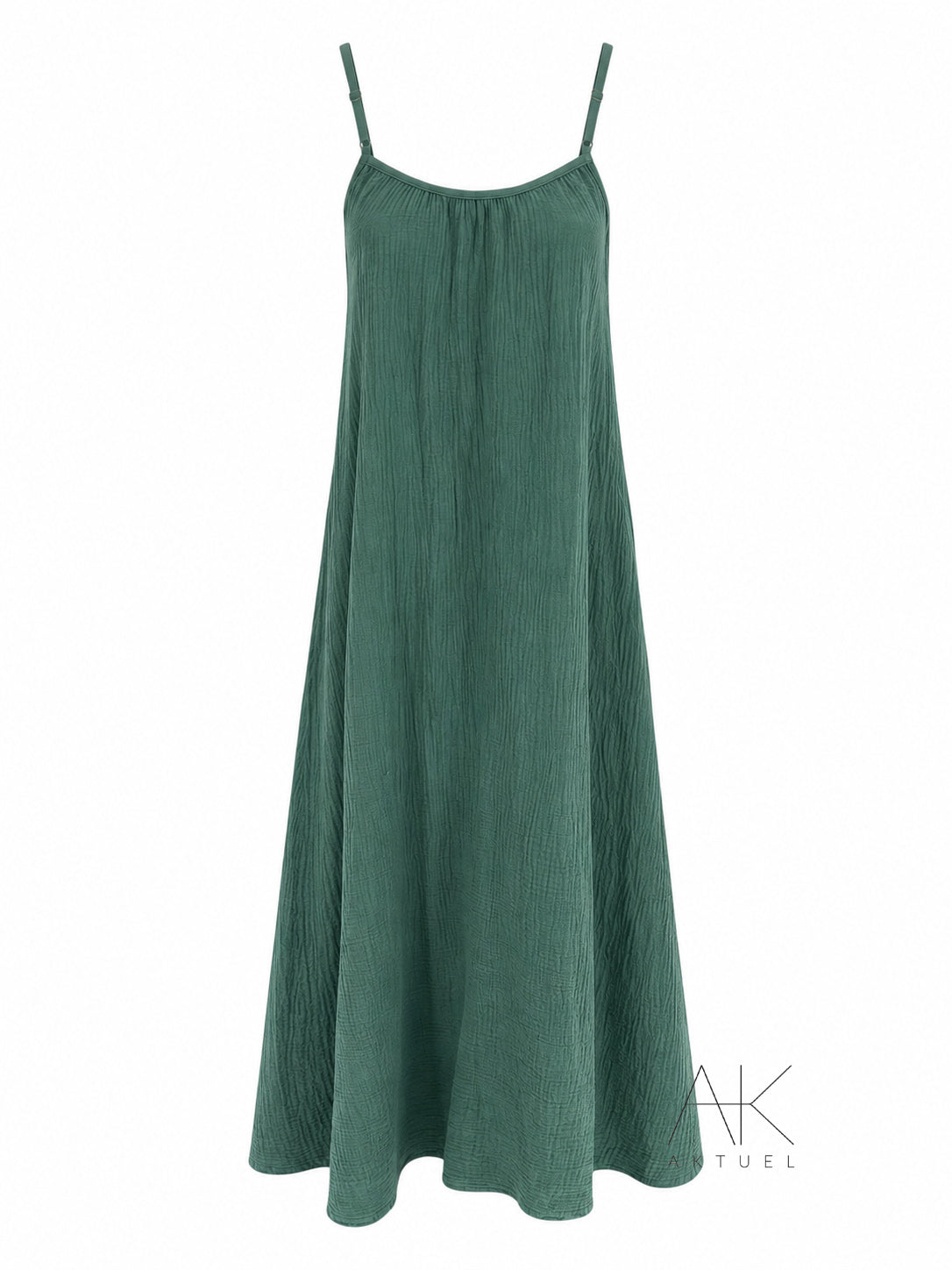 Robe longue dos nu en gaze de coton vert céladon