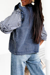 Gilet denim bleu à volants