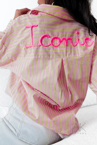 Chemise rayée rose “Iconic”