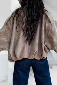 Veste à manches longues beige en suédine