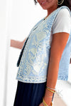 Gilet brodé en denim