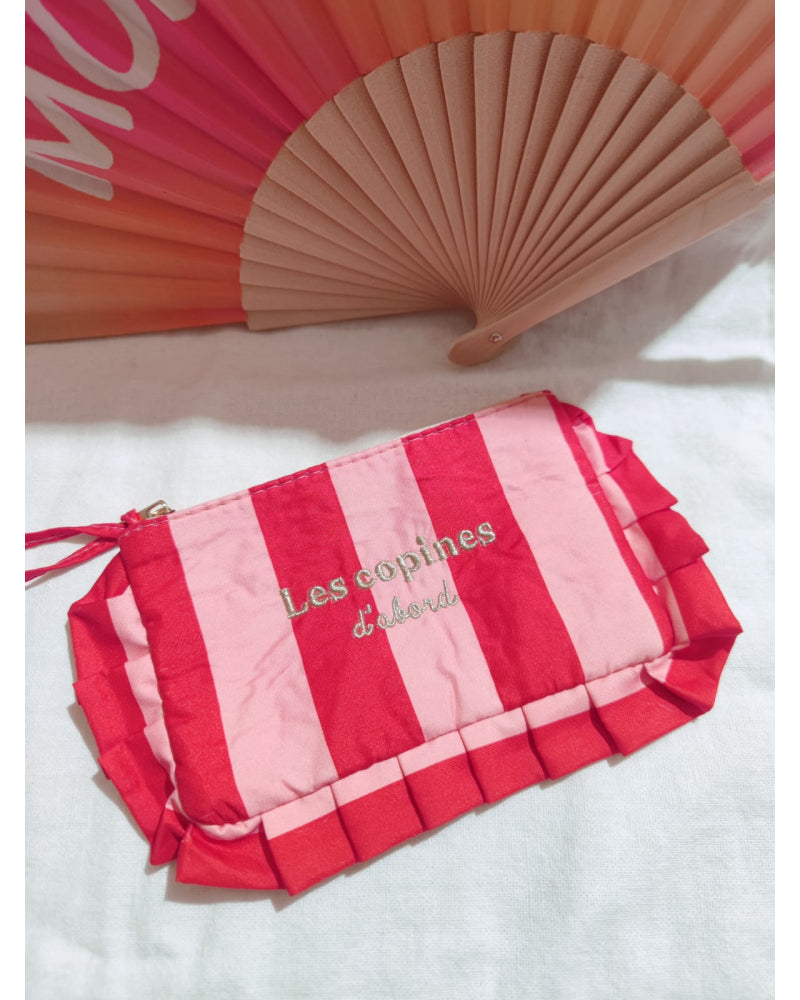 Pochette froufrou Les copines rouge rose