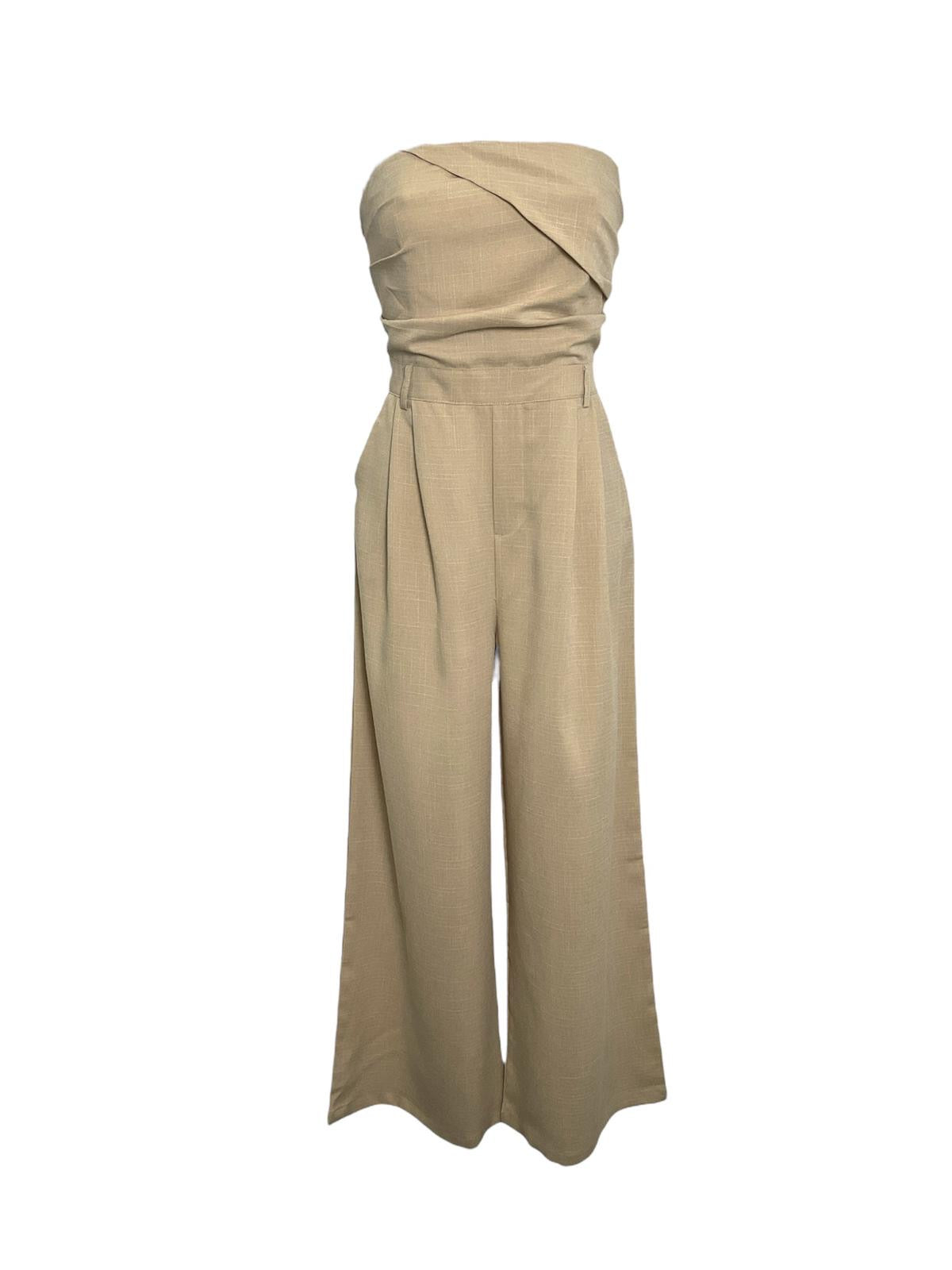 Combinaison bustier fluide en beige
