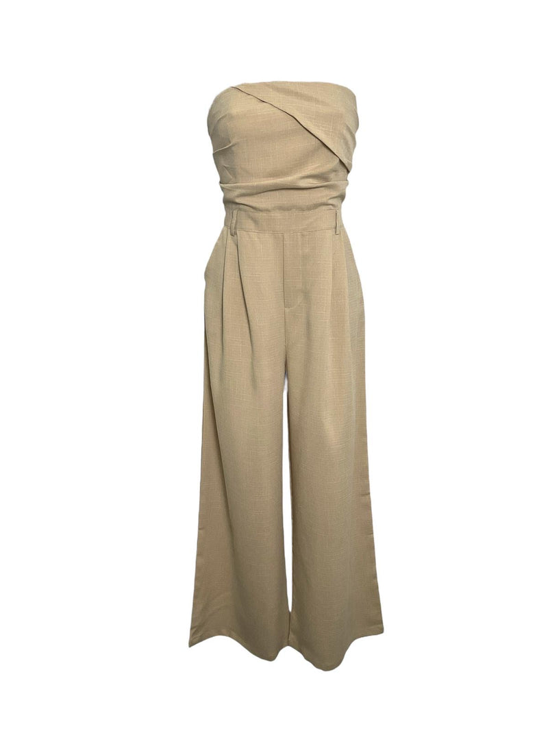 Combinaison bustier fluide en beige