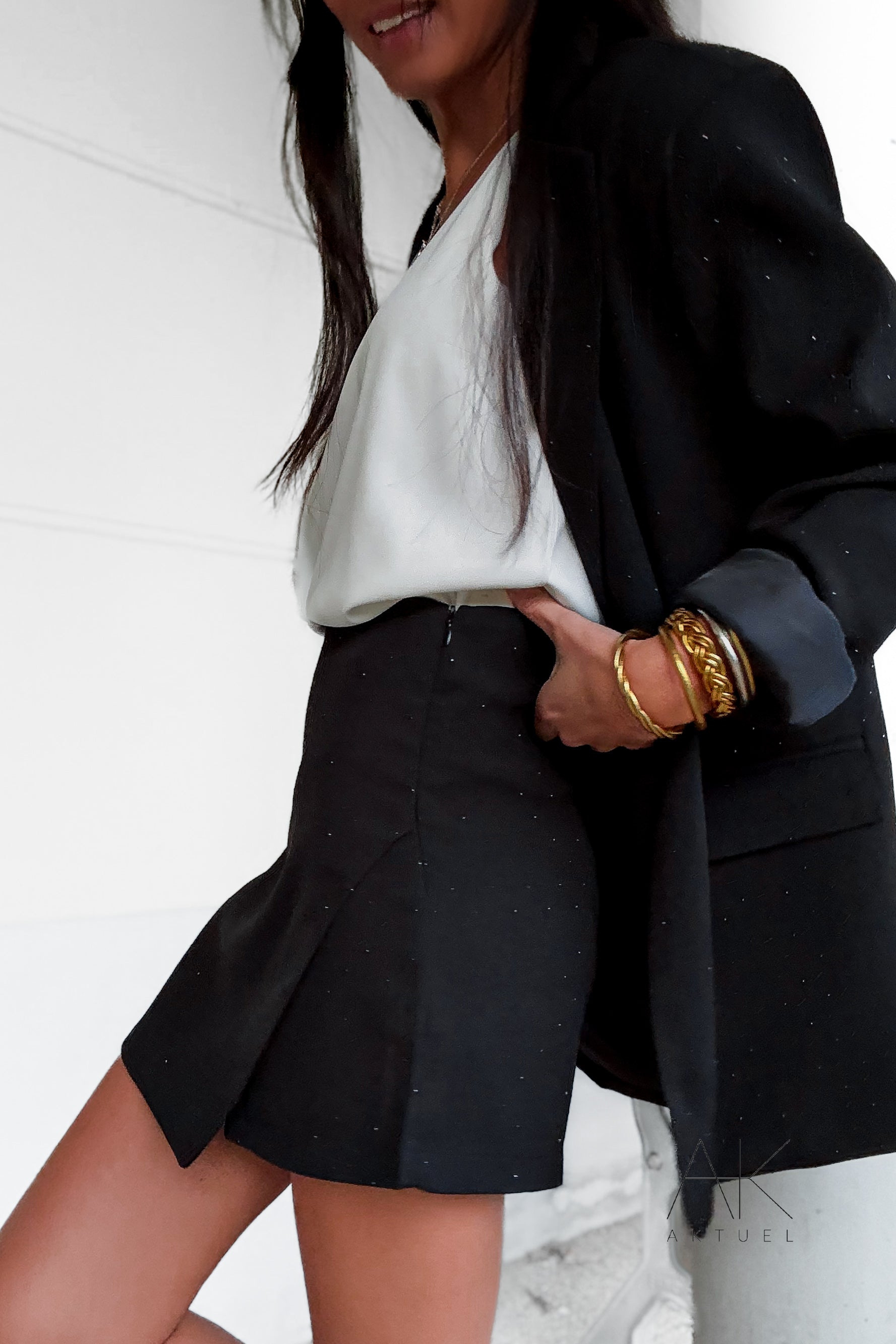 Jupe short à strass noir