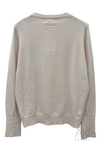 Pull fin col rond beige