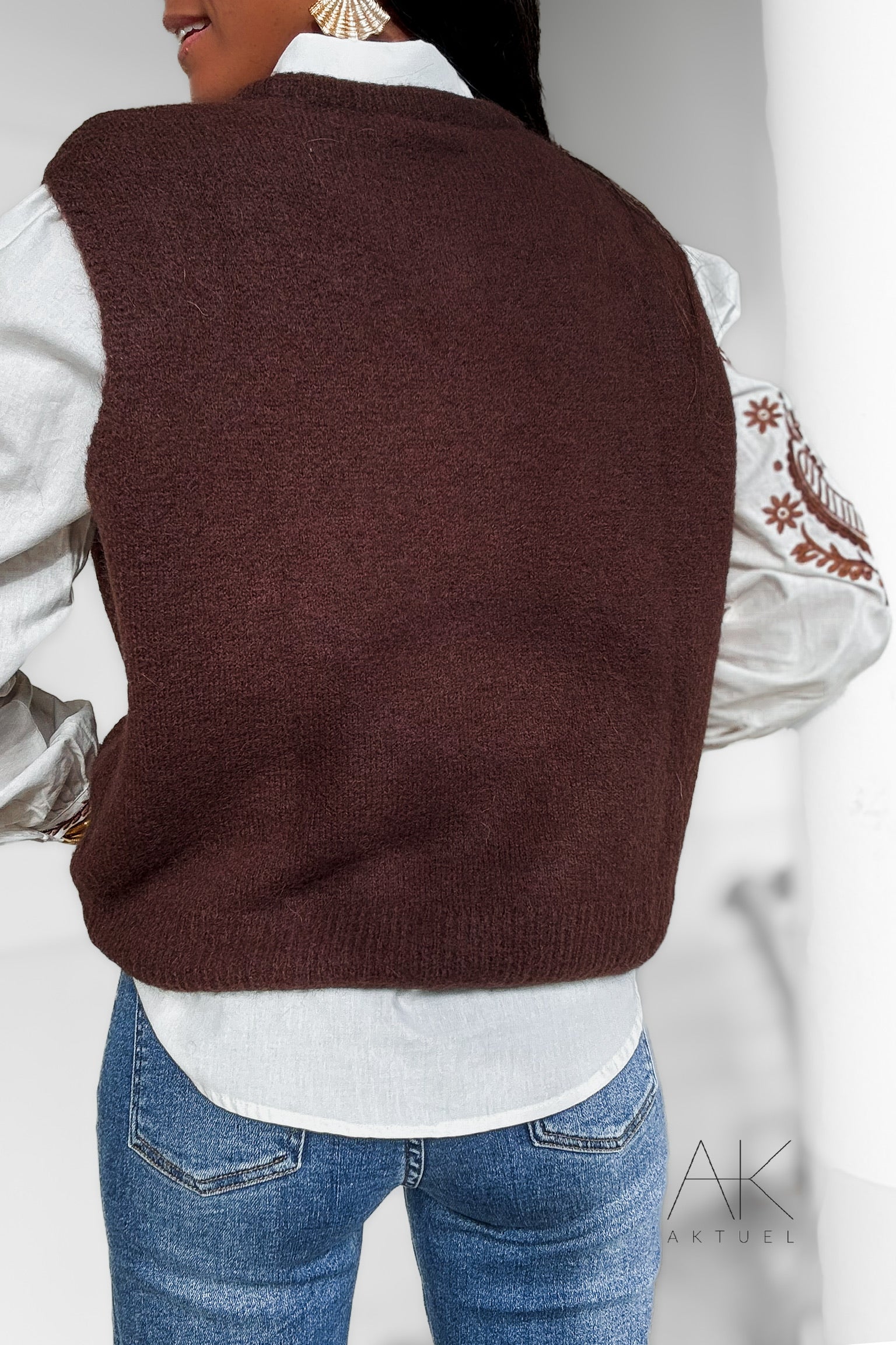 Gilet sans manches en alpaga chocolat