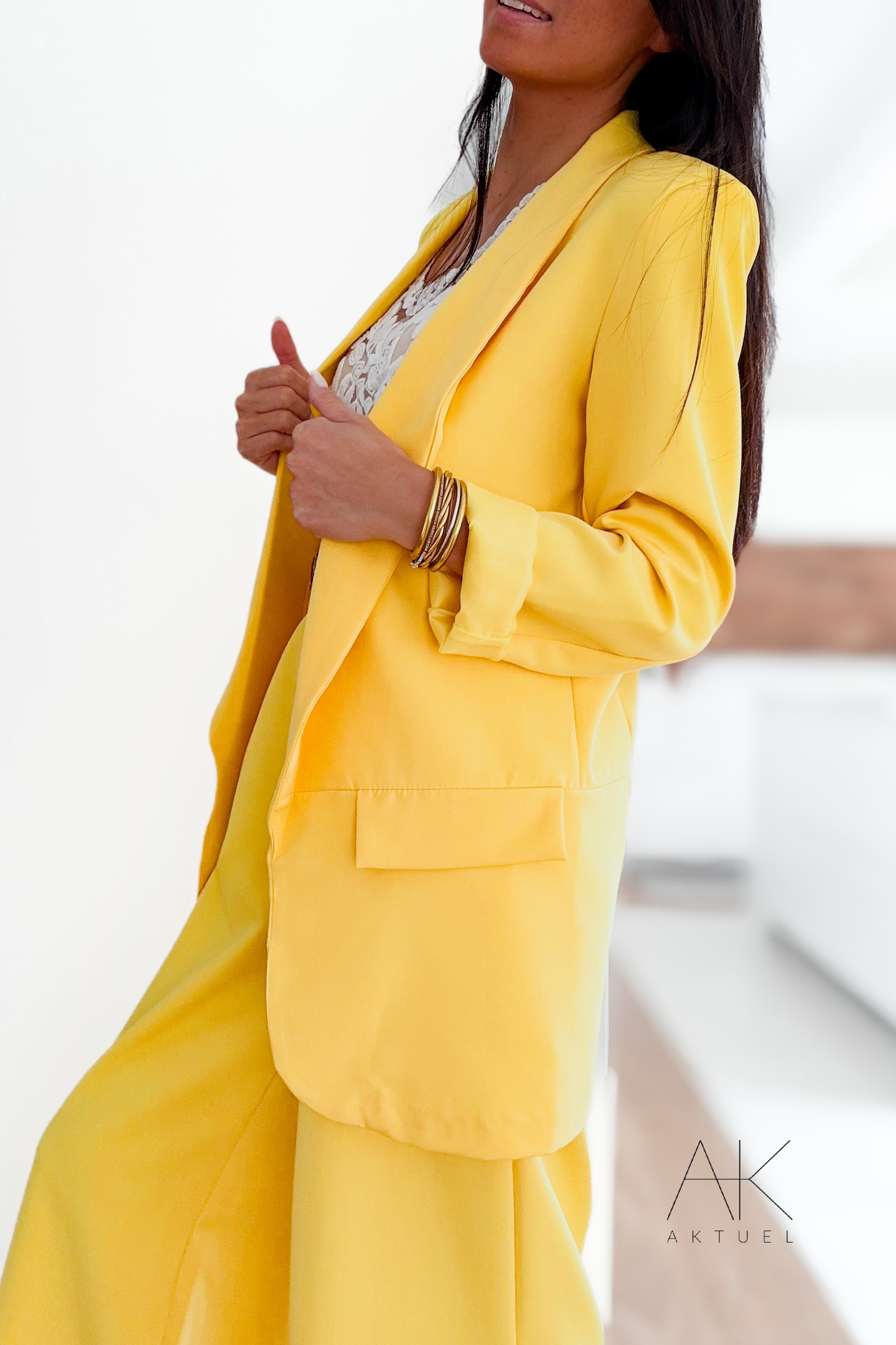 Veste blazer fluide jaune