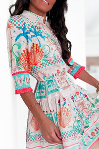 Robe courte imprimée pastel