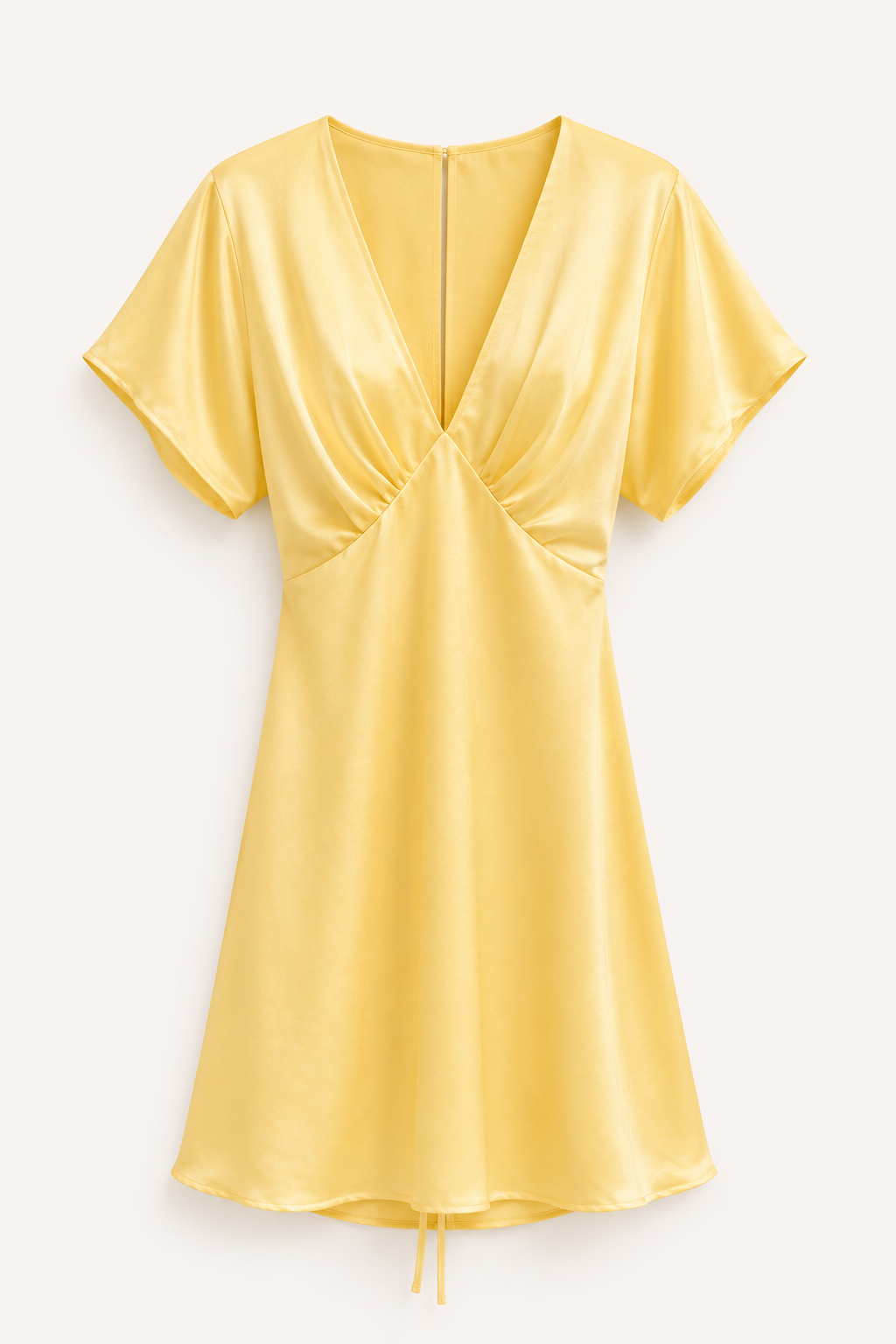 Robe satinée jaune pastel