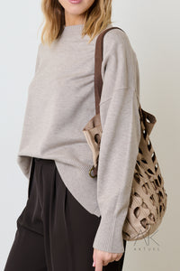 Pull en maille oversize taupe
