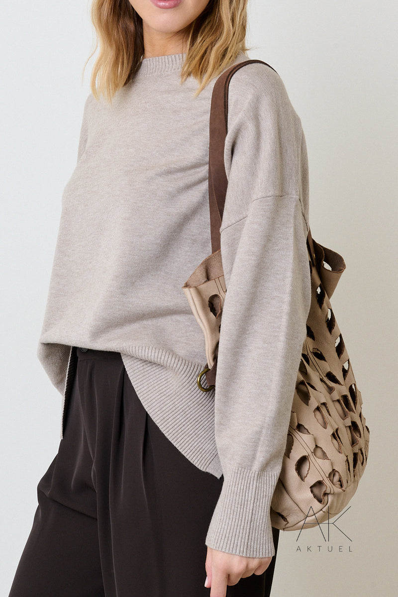 Pull en maille oversize taupe