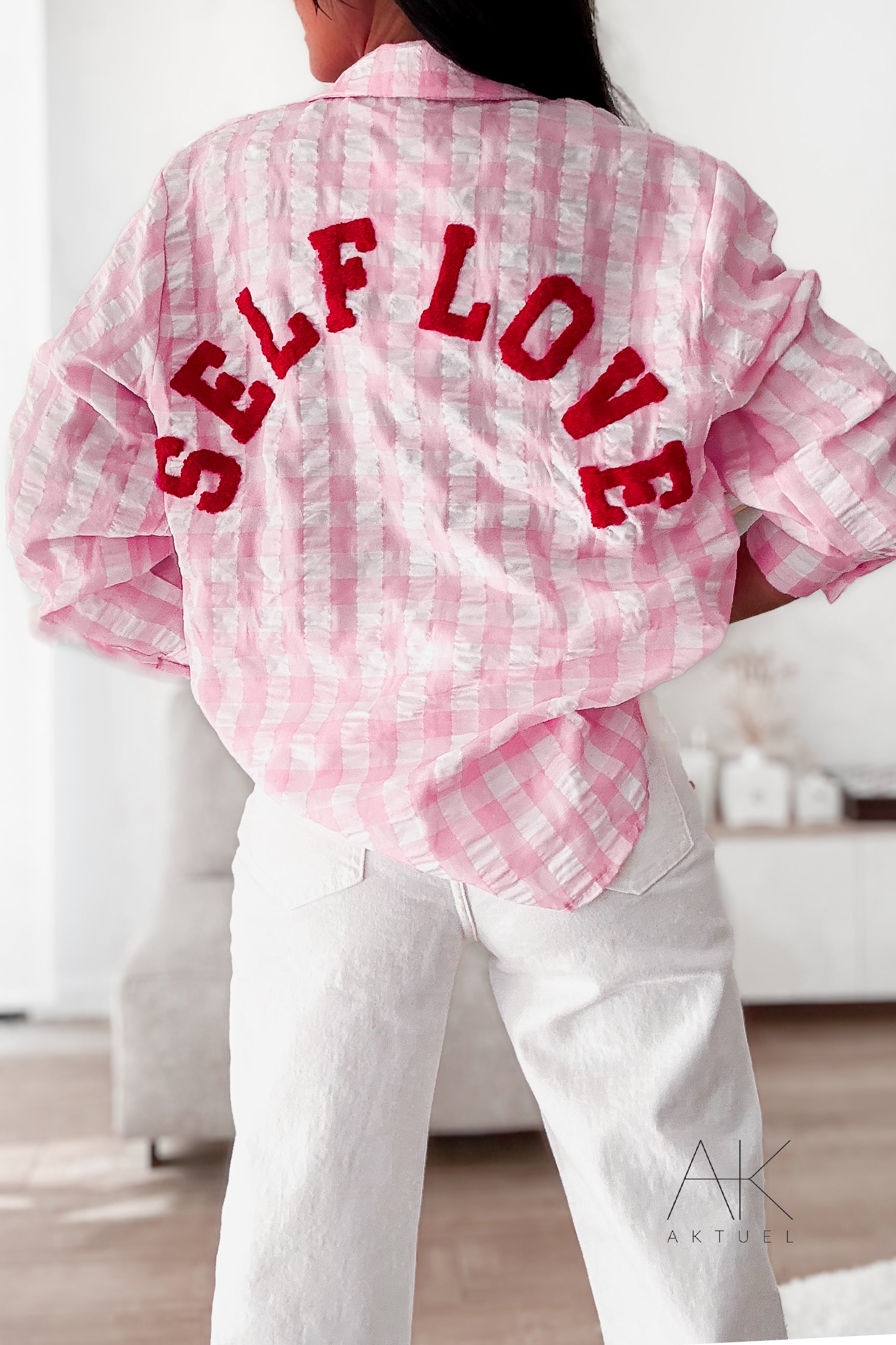 Chemise vichy rose “SELF LOVE”