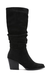 Bottes santiag hautes suédine noir à talon