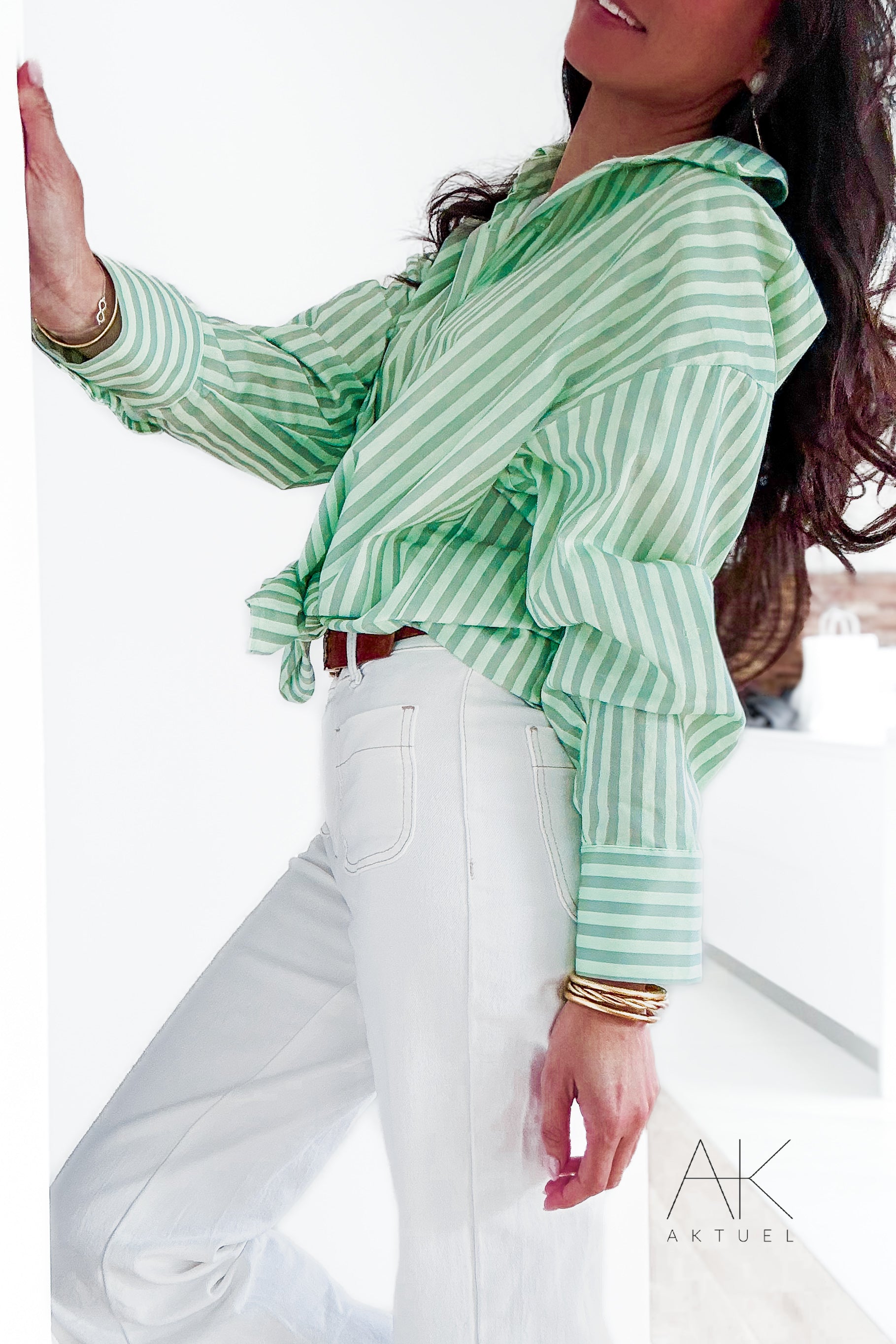 Chemise rayée verte “Iconic”