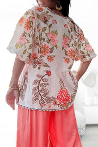 Blouse fluide imprimé floral & exotique