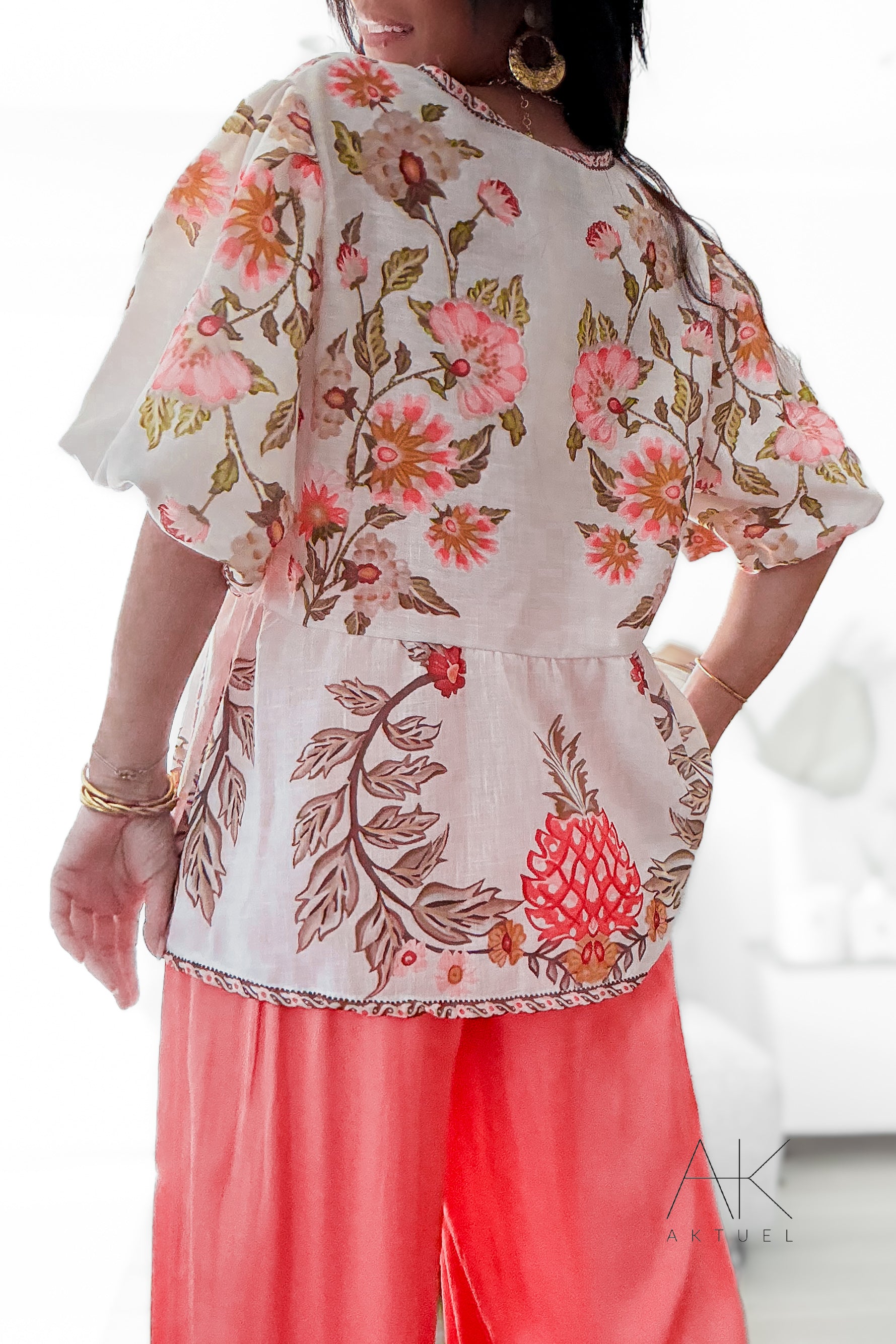 Blouse fluide imprimé floral & exotique