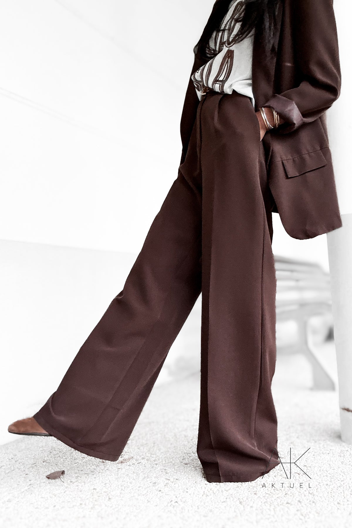 Pantalon palazzo couleur chocolat