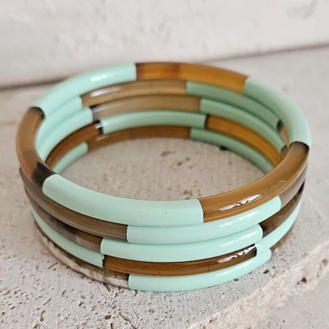 Bracelet Jonc Corne - 5 mm - Trio mint