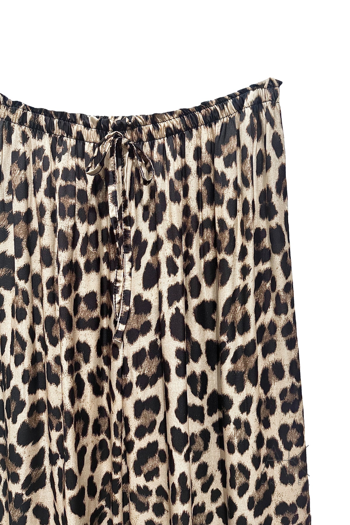 Pantalon fluide à motif léopard beige