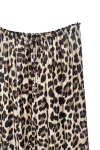 Pantalon fluide à motif léopard beige